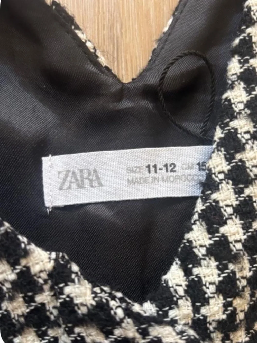 Zara Black & Cream Houndstooth Pinafore